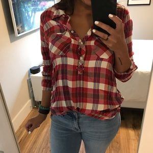 Lucky brand red flannel shirt sz L